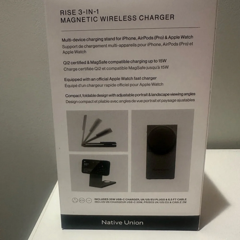 Native Union Gray 3-in-1 Magnetic Wireless Charger